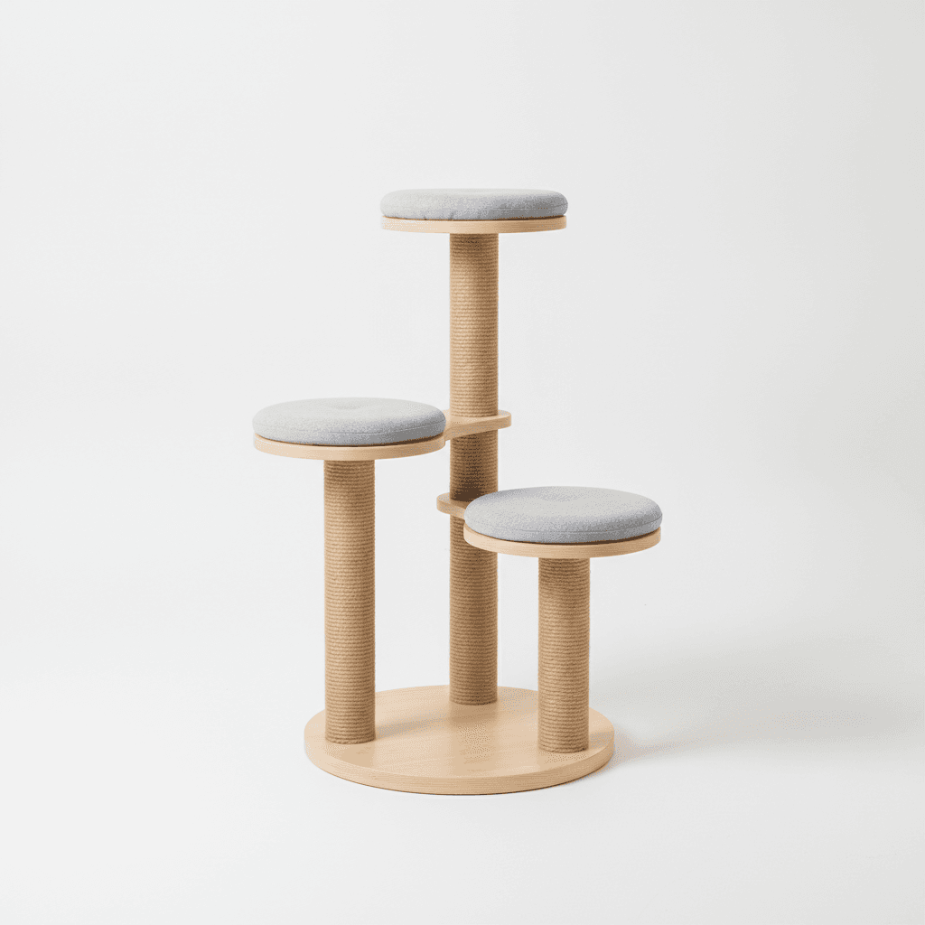 Arbre à Chat Design Bois & Cordes — 120cm Scandinave