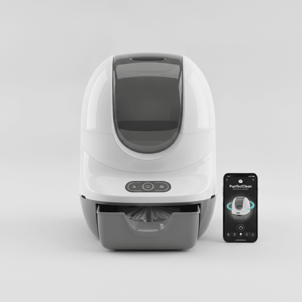 Bac Litière Autonettoyant Intelligent — App & Capteurs
