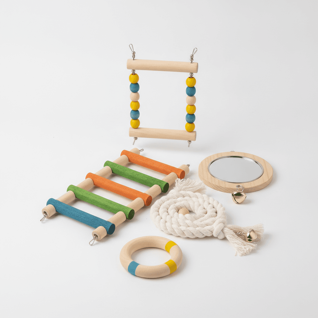 Kit Éveil Oiseaux — Balançoire, Échelle & Miroir - Image 1
