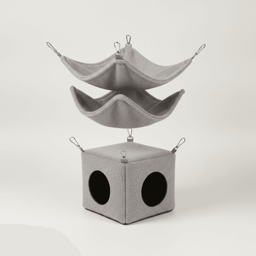 Set Furet — Hamac Peluche + Maison Suspendue - Image 1